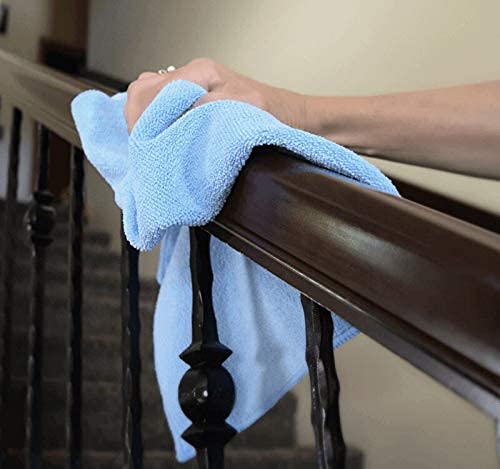 The Rag Company - Premium All-Purpose Microfiber Terry Cleaning Towels - Commercial Grade, Highly Absorbent, Lint-Free, Streak-Free, Kitchens, Bathrooms, 365Gsm, 12In X 12In, Light Blue (12-Pack) #TOP4