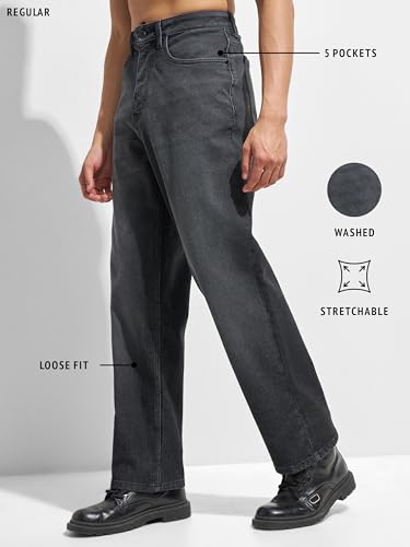 Image of Highlander Men's Straight Relaxed Fit Jeans | Stretchable | Everyday Comfort & Style| Jeans for Man|Premium Cotton Blend