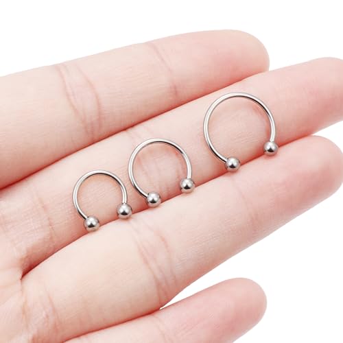 20g/18g/16g G23 Titanium Internally Threaded Nose Septum Horseshoe Hoop Earring Eyebrow Tragus Helix Daith Lip Rings Piercing Jewelry4