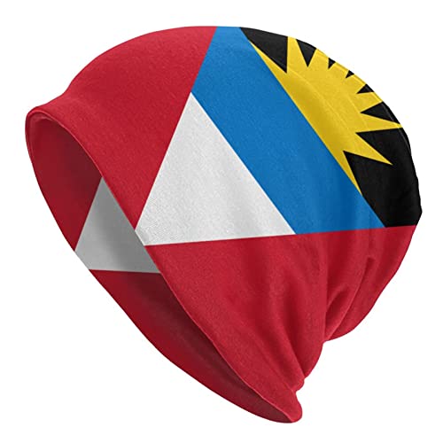 Oudrspo Drapeau d'Antigua-et-Barbuda Drapeau d'Antigua-et-Barbuda Bonnets Chapeaux Casquette de crâne Chapeau en Tricot pour Adulte Cagoule Souple Chapeau Ample pour l'extérieur pour Hommes et Femmes