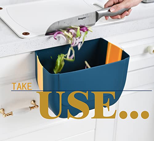 Wmql Hanging Folding Mini Trash Can For Kitchen Cabinet Door, Small Collapsible Garbage Bin Under Sink, Wall Mounted Folding Waste Bin - Mini Garbage Container For Cabinet/Bedroom/Bathroom,(Black, 3L) #TOP2