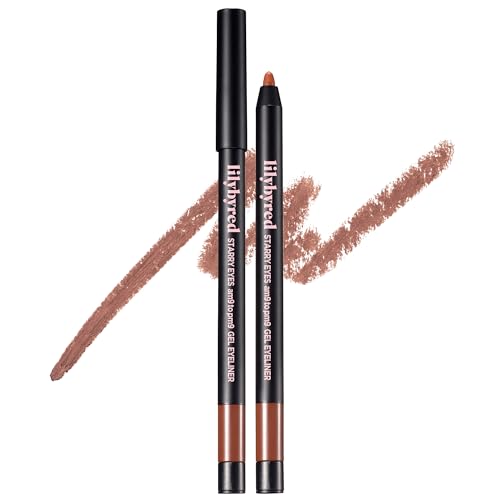 lilybyred Starry Eyes Am9 to Pm9 Gel Eyeliner | Korean Waterproof Gel Eyeliner, Smudge-Proof, Highly Pigmented, Long-Lasting, Smooth Glide, Retractable, Built-in Sharpener, 0.017 oz (12 Walnut Brown)