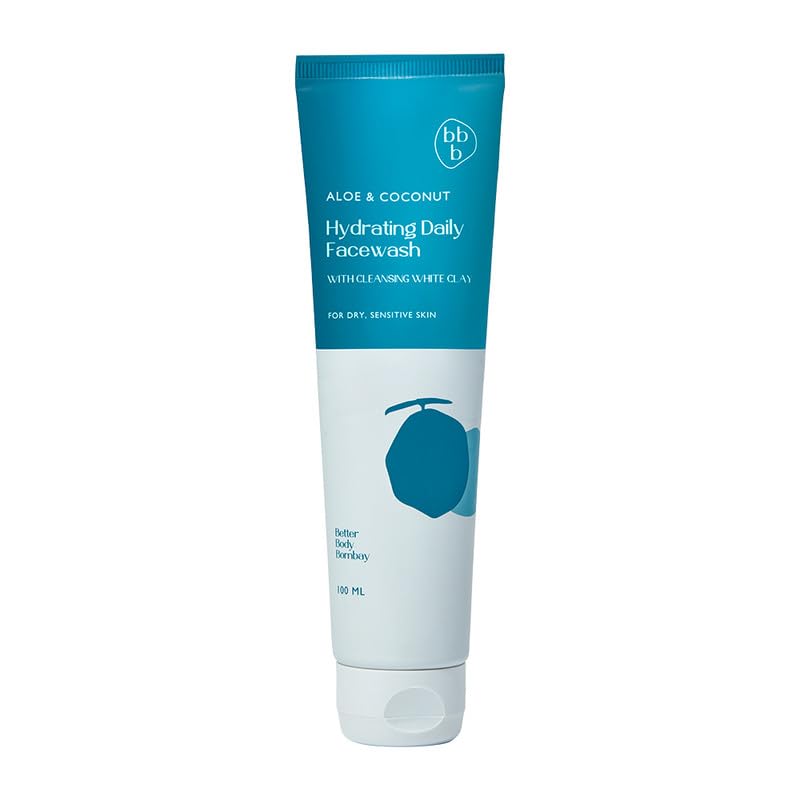 BBB - BETTER BODY BOMBAY Aloe & Coconut Hydrating Daily Facewash | Exfoliating & Hydrating Face Wash | For Dry & Sensitive Skin | Hydrates, Moisturizes & Soothes Dry & Flaky Skin (100 ml)