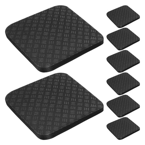 8 piezas de alfombrillas antideslizantes negras para cinta de correr PU para fitness en casa miniatura 1