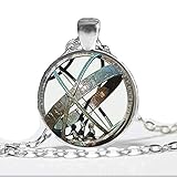 Qualitativ hochwertig. Astronomische Sonnenuhr Globe Anhänger Astronomie Halskette Aqua Bronze Astrologisch Vintage Glas Foto Schmuck
