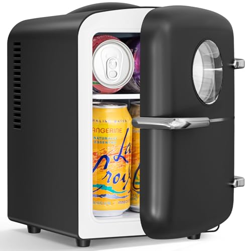 Image of Antarctic Star Mini Fridge, 4L Capacity /6 Cans Portable Cooler and Warmer Compact Refrigerator, for Bedroom,Car,Office and Dorm, Small Cooler and Warmer for Cosmetics, Beverage and Food, Black