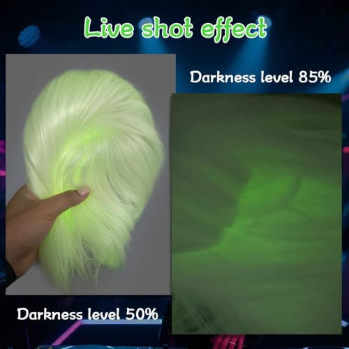 Image of ANOGOL White Bob Wig Women Glow In Dark Fluorescent Green Wigs