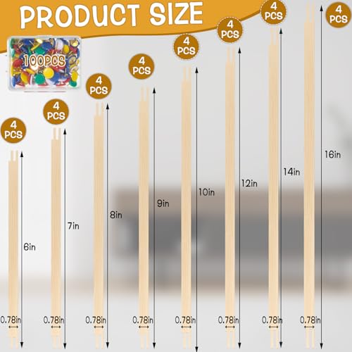 Image of Foxtell 16 Sets Needlepoint Stretcher Bar Set, 8 Sizes Stretcher Bars for Needlework Art Supplies Wooden Canvas Stretcher Bar Set with 100 Pins Regular Stretcher Bars for Needlepoint Frame Set