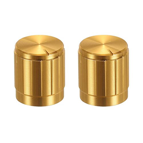MECCANIXITY Potentiometer Control Knob ABS Guitar Knob for 6mm D Type Shaft Electric Guitar Power Amplifiers Stereos,Bass 180 Degrees Aluminum Plastic Knob Gold 2PCS