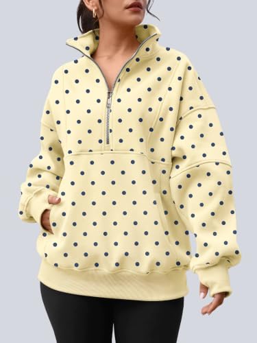 Image of AUTOMET Women's Quarter Zip Oversized Sweatshirt Fleece Mock Neck Pullover
