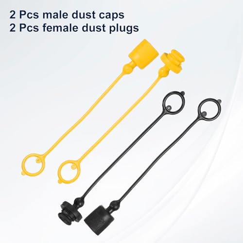Image of HARFINGTON 2Sets 3 /8 Hydraulic Hose Dust Cap and Plug Kit, ISO-A Male Dust Cap & Female Plug Cover Quick Disconnects Air Coupler Cover Port Plug Fittings with Retention Ring, Black /Yellow