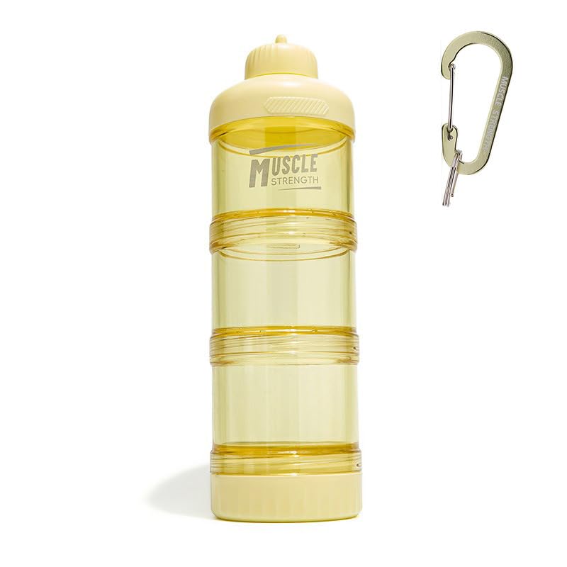 ZHUIYIWIN Juego de tres recipientes deportivos de almacenamiento de proteínas en polvo, pequeño recipiente hermético de plástico para almacenamiento de alimentos para batidos de proteínas, suero de