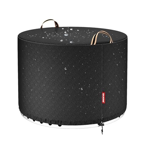 QH.HOME [2026 Upgraded 900D Fabric] Fire Pit Cover for Fire Pit, Super Waterproof fit for Propane Fire Pit Table , Round 23"Dia x 16"H -Black by QH.HOME - Used condition - US$21.21