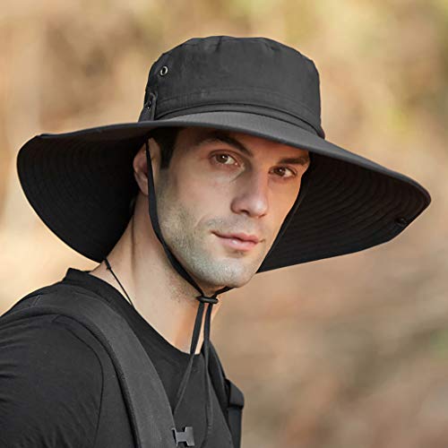 Fishing Hat For Men Women Waterproof Breathable Hat Foldable Cap Fisherman Mens Protection Baseball (Black, One Size) #TOP1