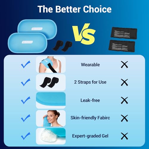 Image of Comfytemp Gel Ice Packs for Injuries Reusable, FSA Eligible HSA, Hot Cold Compress Soft Ice Packs, Pain Relief for Ankles, Knees, Wrist, Shoulders, Back and More, Recovery Items for Men Women, 2Packs