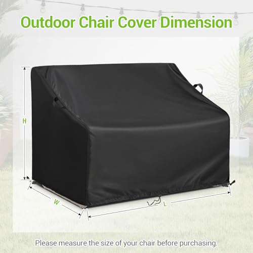 Kasla Patio Double Chair Cover, Waterproof Heavy Duty Cover for Outdoor Loveseat & Glinder Bench & Papasan Rocking Chair & Outdoor Couch & Outside Sofa (60"L×43"W×33"H) by Kasla - Image 2
