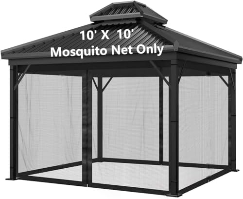 Dhyazqfit Mosquito Net for Outdoor Gazebo Canopy 4-Panel Canopy Screen Wall with 2 Zippers for 10 x...