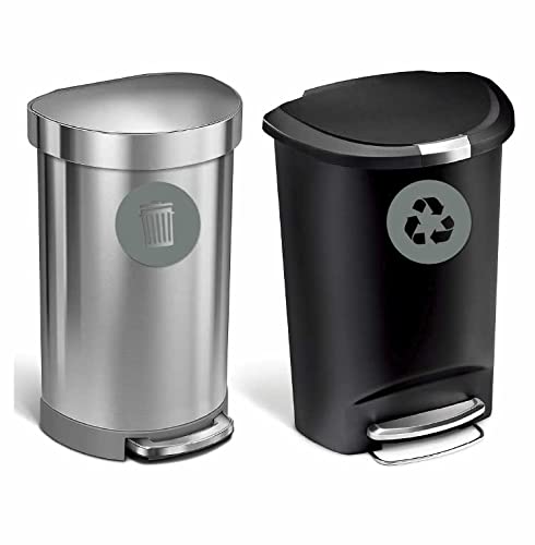 Recycle And Trash Sticker Logo Style 2 (5.5In X5.5In) Symbol To Organize Trash Cans Or Garbage Containers And Walls - Small Grey Vinyl Decal Sticker #TOP4