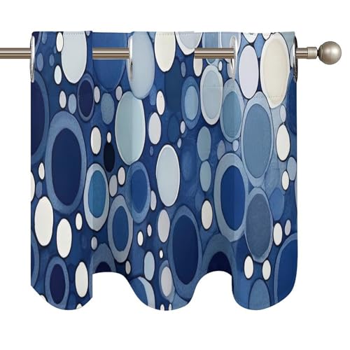 Cortinas de estilo asiático para el dormitorio, paneles cortos azules con cenefas en pack de 2 5