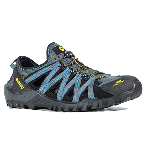 Hi-Tec NARVAL Sandalo sportivo uomo/Sandalo Trekking uomo, Black Turkish Tile Super Lemon, 45 EU
