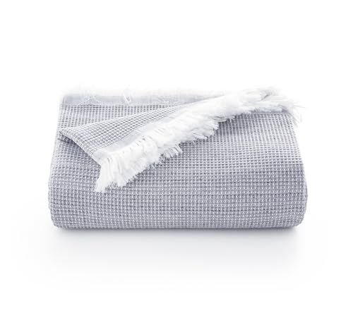 Colcha Multiusos Cama y Sofa. Plaid Foulard cubrecama Mantas de Sofa Suave y Transpirable algodón Nido de Abeja - 180x140 cm, Gris