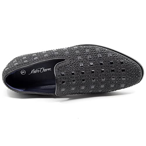 Men's Vintage Studded Rhinestone Designer Classic Smoking Dress Tuxedo Loafers Slip On Shoes SM-113