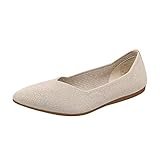 DREAM PAIRS Women’s Dfa213 Comfortable Ballet Dressy Work Pointed Toe Knit Flats Shoes, Size 8, Gold