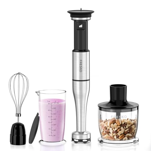 FRESKO Batidora de Mano 4 en 1, 1000W Minipimer, Velocidad Graduable