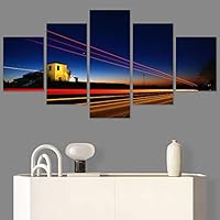 SIGNWIN 5 Panel Canvas Wall Art Light Exposure for Home Decorations Ready to Hang - 60