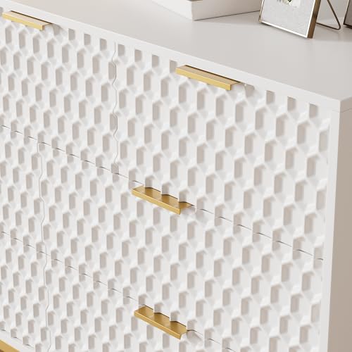 GarveeHome Modern 7 Drawer Dresser for Bedroom, Chest of Drawers for Closet with Deep Drawers and Wide Top, Long Wooden Dresser for Living Room, Hallway, White