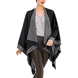 Speedy Turtle Women's Shawl Wrap Poncho Ruana Cape Cardigan Sweater Open Front for Fall Winter Spring (PCDES02-11)