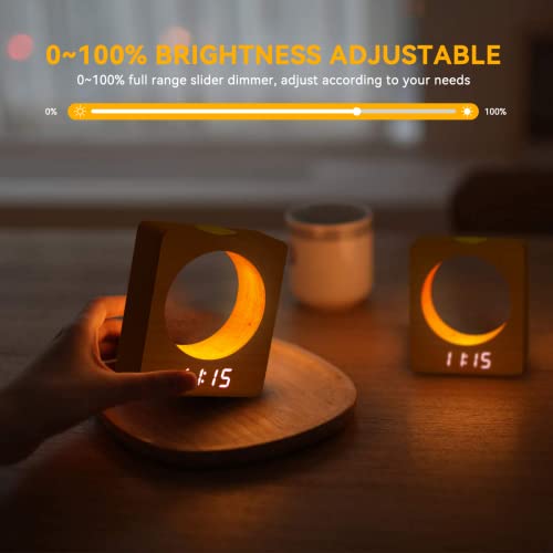 Poemland Digital Wooden Led Alarm Clock Made Of Solidwood (Beech) With Night Light,3 Alarm Settings, Temperature Detect For Bedroom, Bedside, Desk, Kids #TOP1
