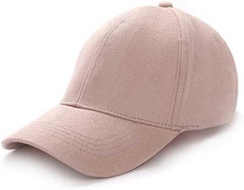 ZOMOY Baseball Hat Unisex Faux Suede Cotton Adjustable Plain Cap Polo Style(Light Pink)