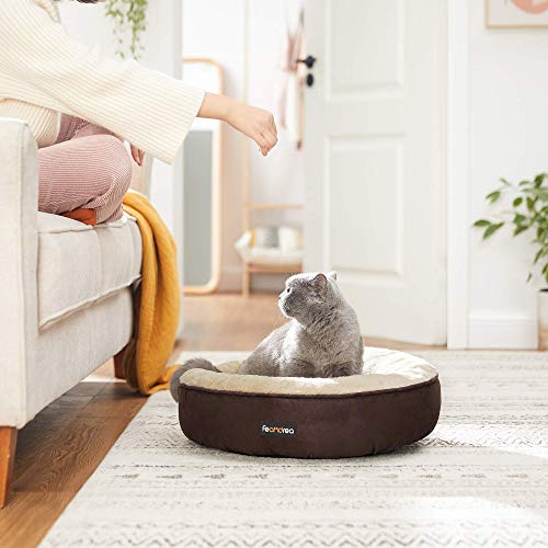 FEANDREA Dog Bed, Donut Cat Bed, Washable Pet Sofa, Anti-Slip, Round, 19.7 Inches Dia, Brown UPGW050K01 - Image 8