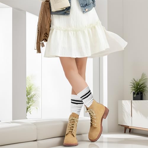 Image of phnydreg Slouch Socks Striped Slouch Scrunch Socks for Women Girls 90s Party
