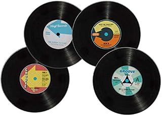 Out of the blue Glass Coasters Record, Black, ca. 10 cm