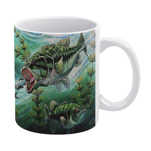 マグカップ おしゃれ ストライプドバス 魚柄 コーヒーカップ 陶器 丈夫 マグ カップ 食器 直径8.2×高さ9.6cm 330ml 軽い 気軽に使える コーヒーマグ インテリア アウトドア 綺麗 ジュース お茶 新生活 雑貨 台所 飲食店 家庭用 ファッ