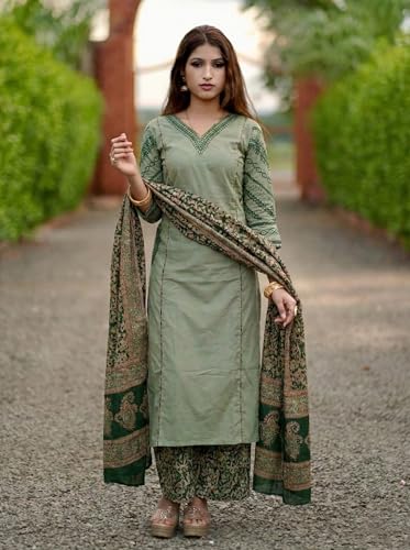 Image of ANNI Designer Women's Rayon Viscose Straight Kurta Set with Palazzo and Dupatta | Stylish Long Kurti Dress for Festive, Party, and Ethnic Wear