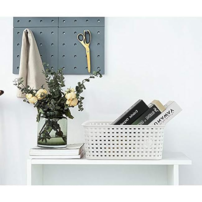 Plastic Weave Storage Basket Bin, 10 x 7.5 x 4, 6 Pack