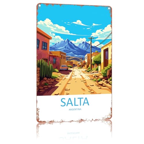Salta Metal Signs，City Scenery Poster Home Wall Decor, Suitable For Bedroom, Living Room, Bar, Kitchen And Dining Room,Plaque 8 X 12 Inch