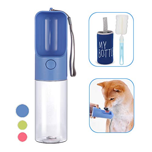 Preisvergleich Produktbild KISSBELLY Hunde Trinkflasche für Unterwegs, 450mL Tragbare Hundetrinkflasche Leckdichte Haustier Wasserflasche, BPA Frei Trinkflasche Hund mit Bürste und Becherdeckel