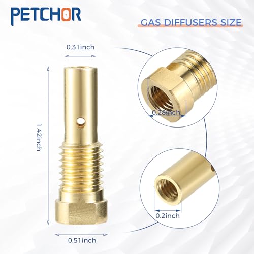 PETCHOR Kit de pontas de bocal sem gás com núcleo de fluxo de 14 peças K3493-1, pontas de contato do
