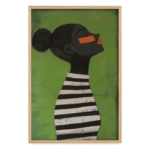 LXLSTORE Black People Aesthetic Posters Modern Portrait Wall Art Women wall art African Painting Pictures Decor Black Woman Print 16x24inch Unframed for Modern Home Living Room Bedroom
