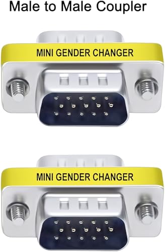 Image of VGA SVGA HD15 Male to Male Mini Gender Changer Coupler Adapter (3 Pieces) VGA M /M
