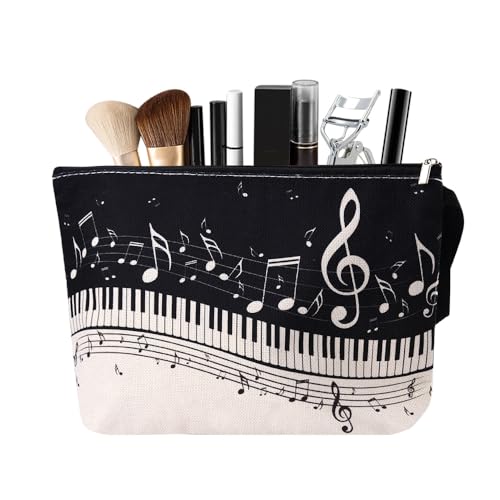 ShiQiao Spl - ShiQiao Spl Piano Print Makeup Bag Musical Notes Cosmetic Bag for Women Birthday Christmas Gifts for Music Piano Lovers Gift for Girls Portable Travel Toiletry Pouch Organizer Bags Music Makeup Pouch