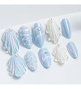 Sun&Beam Nails Handgefertigte Nagelspitzen Mittel Lang Mandelförmig Nägel zum Aufkleben in Blau -...