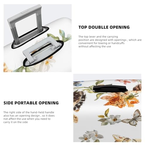 Cute Cat Butterfly Travel Luggage Cover Elastic Suitcase Covers Washable Anti Scratch Luggage Dust Covers Protector, Fits 18-21 inch Luggage, S4