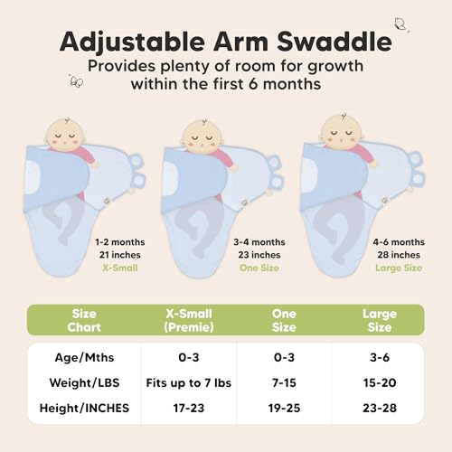 Image of 3-Pack Organic Baby Swaddle Sleep Sacks - Swaddles for Newborns, Infant 3-6 Months, Baby Girls, Boys, Soft & Snug Newborn Sleep Sack, Nursery Swaddling Blankets (ABC Land Cloud, Large)