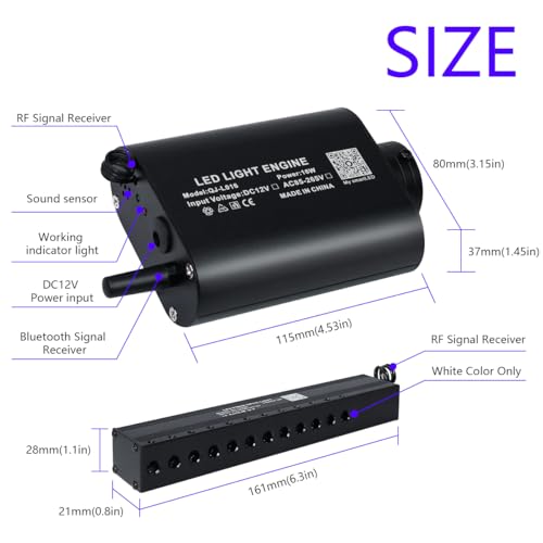 AKEPO 16W Car Home RGBW APP + Music Control + Shooting Star Fiber Optic Lights Star Ceiling Light Kit, Fiber Cable 550pcs 0.75mm 13.1ft/4m + 28key Musical Remote