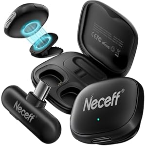 Mini Mikrofon Handy für iPhone & Android, Wireless-Lavalier-Mikrofon USB-C Plug-and-Play Kabelloses Mini-Ansteckmikrofon, 32h Akku, KI-Rauschunterdrückung für Vlog/YouTube/Videoaufnahmen (48kHz/24Bit)